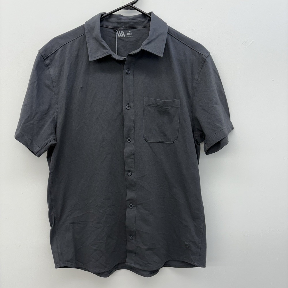 VRST Mens Refined Knit Button Down Shirt‎ Charcoal Gray Medium MAX241112DD